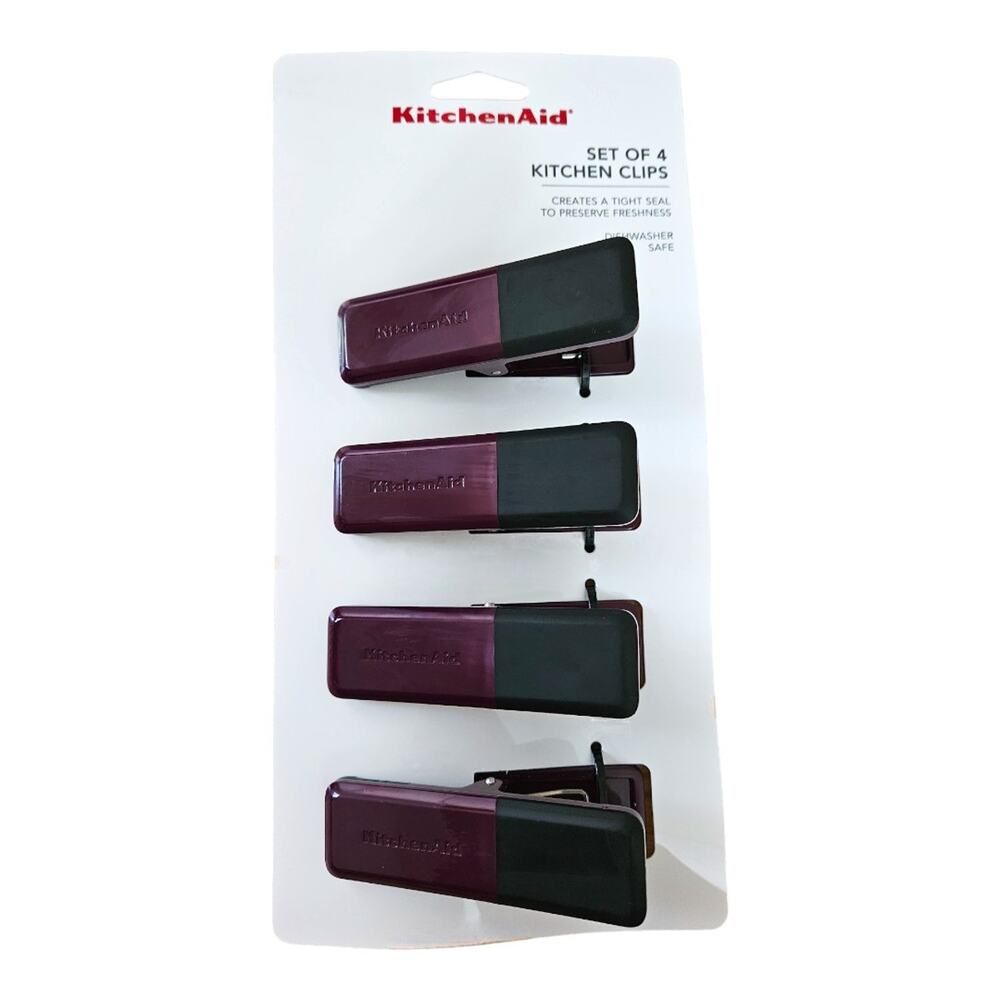 NEW KitchenAid Kitchen Bag Clips in Plum Purple/Black (Set of 4)